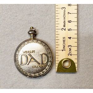 Vintage Majestic Worlds Greatest Dad Pocket Watch‎ Silver Tone